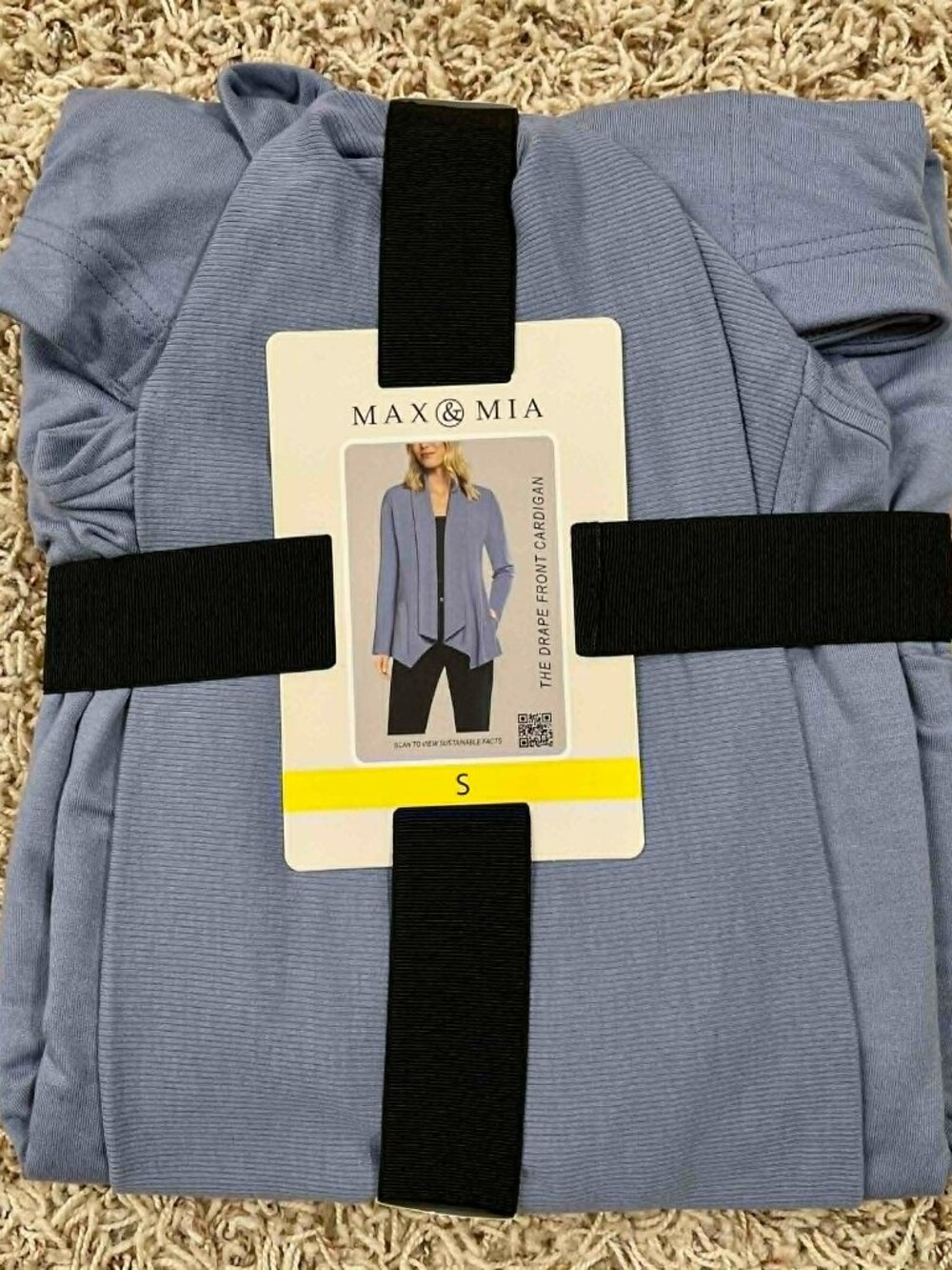 Max & Mia Women’s Open Front Drape Cardigan with Pocket Light Denim, Size Small